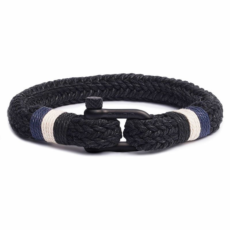 caligio Caligio Men Bracelets Nautical Black Medium [Up to 7.2"] / BLACK Buy Men’s Nautical Bracelet - Nautical Black by Caligio small gift  cheap gift for men  shackle bracelet mens anchor bracelet