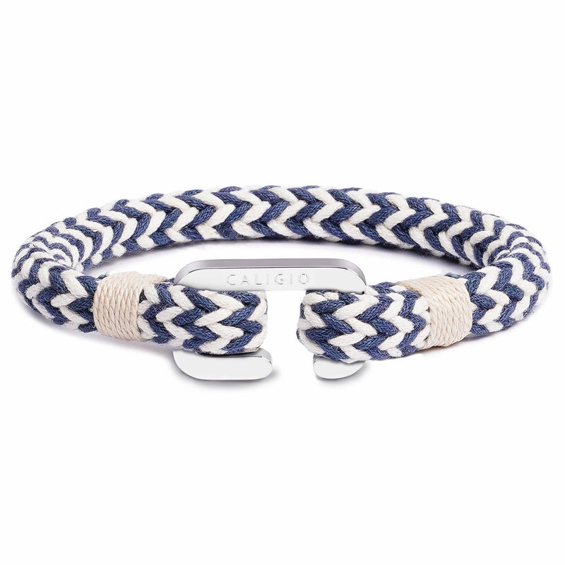 caligio Caligio Men Bracelets Nautical White and Blue Buy Men’s Bracelets Made of Cotton - Nautical White and Blue | Caligio small gift  cheap gift for men  shackle bracelet mens anchor bracelet