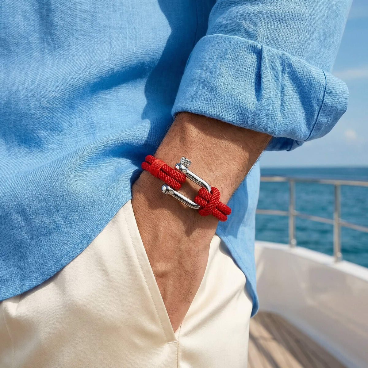 Fortune Red Wine modern red string bracelet for men casual wear Caligio