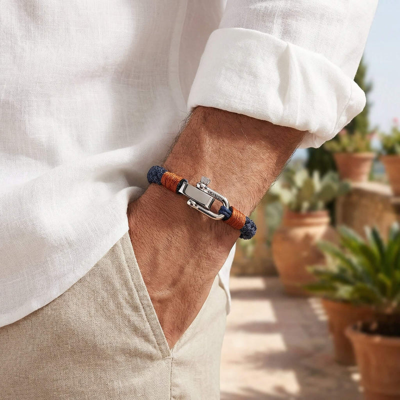 Gio Navy Blue Cotton Rope Men's Bracelet | Caligio – CALIGIO