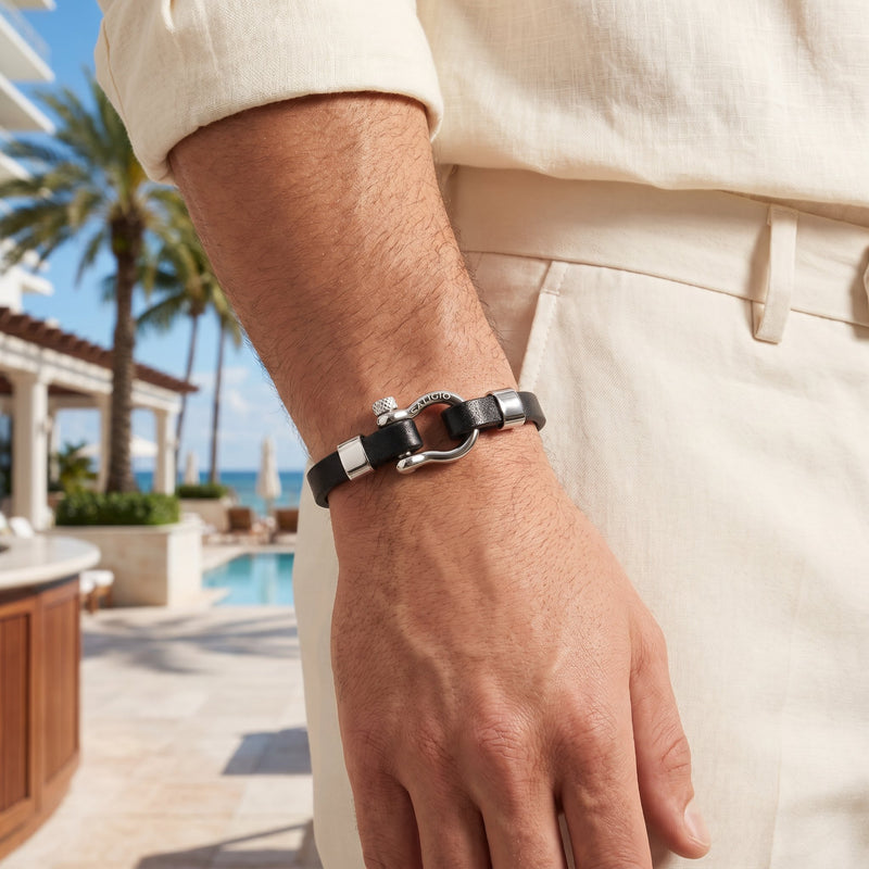 OMEGA ブラック アリゲーターレザーストラップ&フォールディングクラスプ Omega Black Leather Men's Bracelet | Caligio – CALIGIO