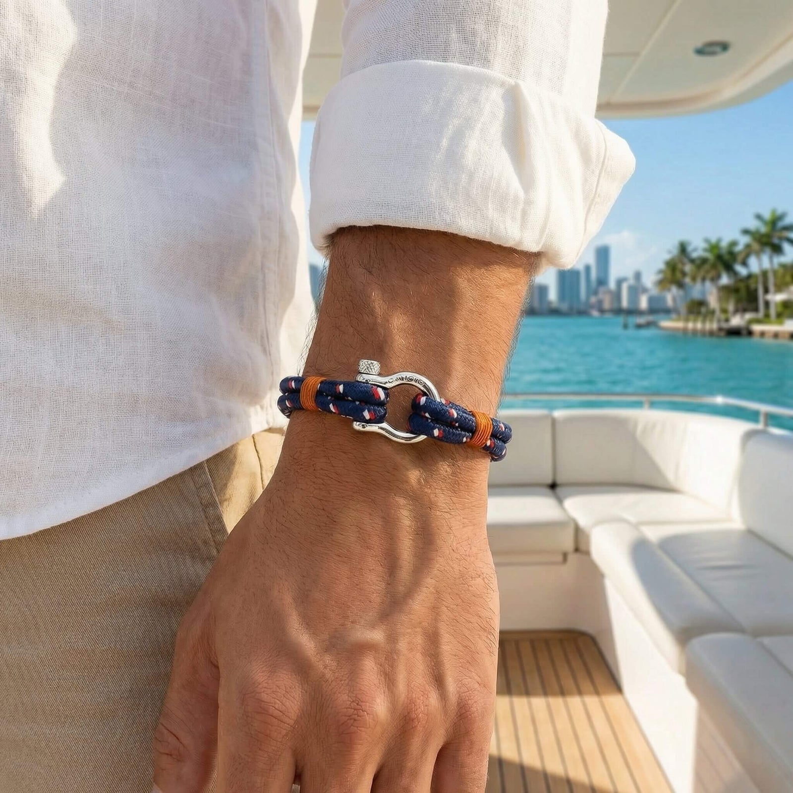 Omega USA Blue Nylon Men's Bracelet | Caligio – CALIGIO