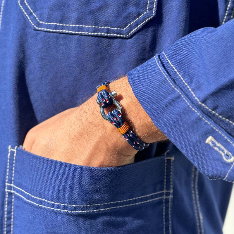 caligio Caligio Men Bracelets Binate Blue "Dotted Four-Season Men’s Bracelet by Caligio - Binate Blue Dotted small gift  cheap gift for men  shackle bracelet mens anchor bracelet