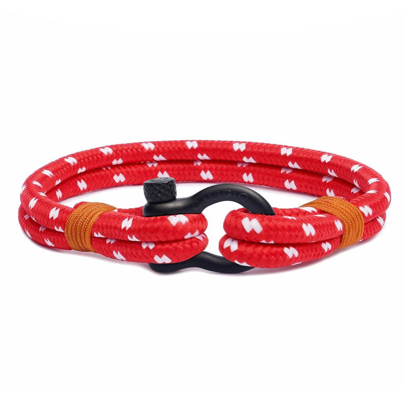 caligio Caligio Men Bracelets Binate Red "Dotted Four-Season Men’s Bracelet by Caligio - Binate Red Dotted small gift  cheap gift for men  shackle bracelet mens anchor bracelet