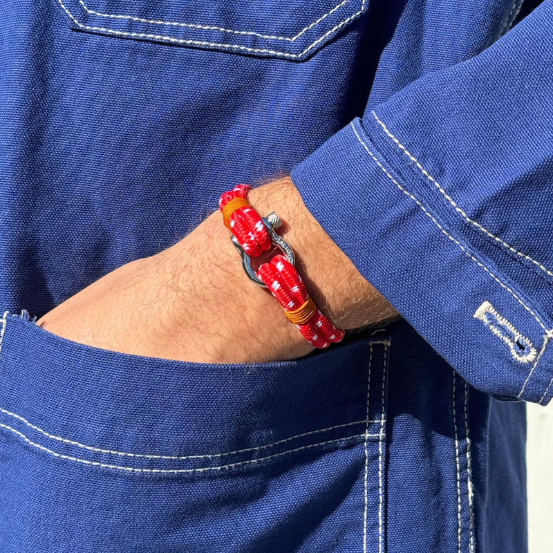 caligio Caligio Men Bracelets Binate Red "Dotted Four-Season Men’s Bracelet by Caligio - Binate Red Dotted small gift  cheap gift for men  shackle bracelet mens anchor bracelet