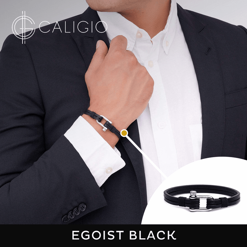 caligio Caligio Men Bracelets Egoist Black and Tan Bracelet Bundle of Leather Black and Tan Brown Men's Accessories with a 40% OFF | Caligio small gift  cheap gift for men  shackle bracelet mens anchor bracelet