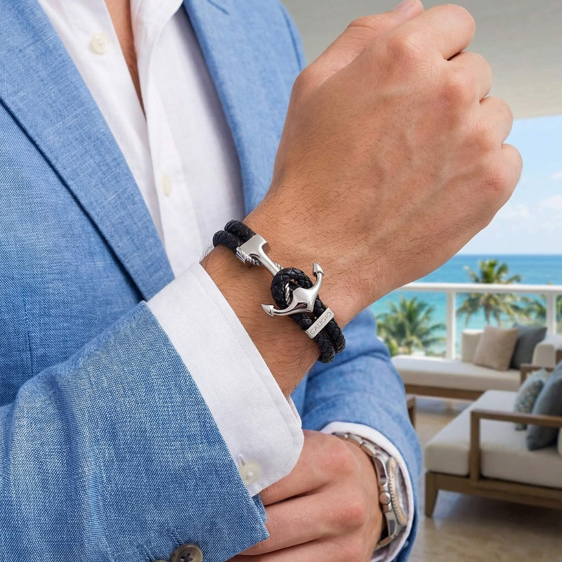 Endeavor XL Bracelet – Extra Large Men's Anchor Leather Bracelet
