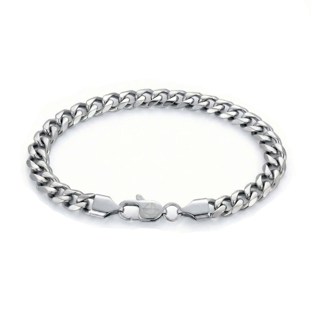 Esthetic Cuban Silver bracelet mens 316L steel architectural Cuban link Caligio