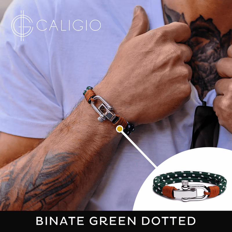caligio Caligio Men Bracelets Fortune and Binate Bracelet Bundle of Blue and Green Dotted Nylon Men's Accessories with a 40% OFF | Caligio small gift  cheap gift for men  shackle bracelet mens anchor bracelet