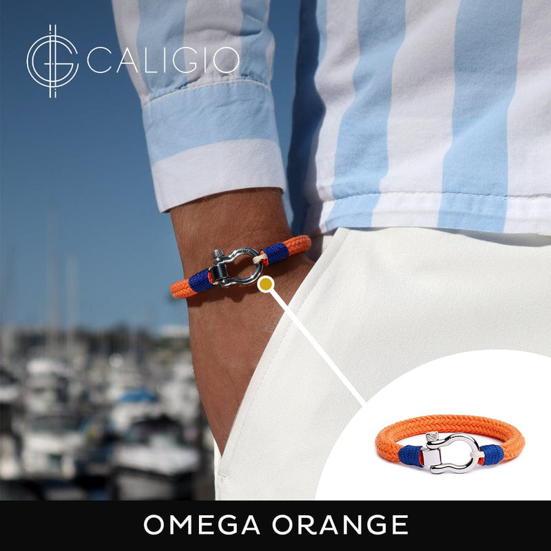 caligio Caligio Men Bracelets Gio and Omega Bracelet Bundle of Grey and Orange Cotton Men's Accessories with a 40% OFF | Caligio small gift  cheap gift for men  shackle bracelet mens anchor bracelet