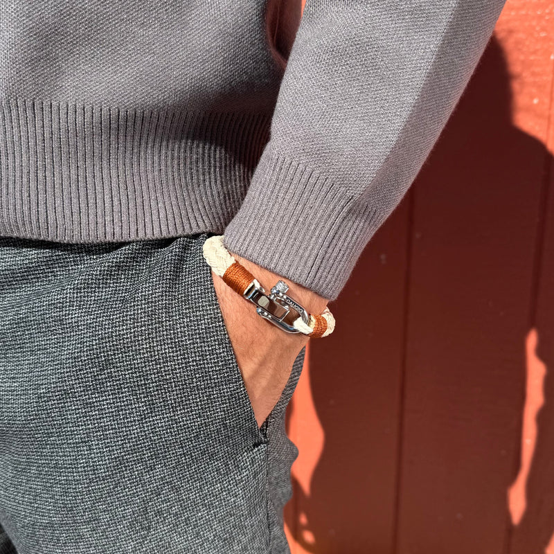 caligio Caligio Men Bracelets Gio Beige California-Designed Cotton Men’s Bracelet - Gio Beige | Caligio small gift  cheap gift for men  shackle bracelet mens anchor bracelet