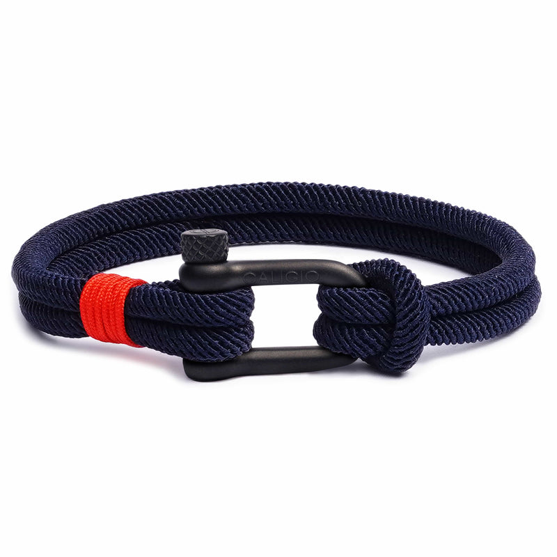 caligio Caligio Men Bracelets Fortune Navy Blue Medium [Up to 7.1"] / BLACK Blue Milan Rope Bracelet, Fortune Accessories Collection | Caligio small gift  cheap gift for men  shackle bracelet mens anchor bracelet