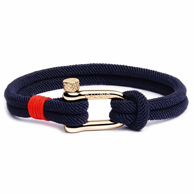 caligio Caligio Men Bracelets Fortune Navy Blue Medium [Up to 7.1"] / GOLD Blue Milan Rope Bracelet, Fortune Accessories Collection | Caligio small gift  cheap gift for men  shackle bracelet mens anchor bracelet