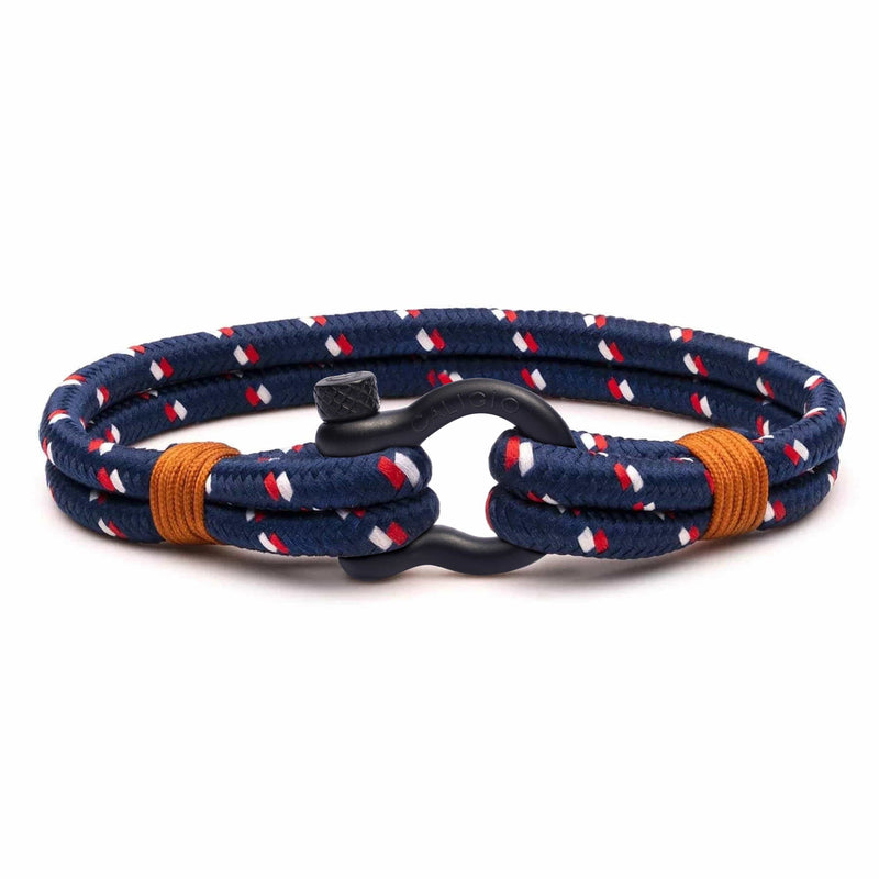 caligio Caligio Men Bracelets Binate Blue "Dotted Medium [Up to 7.2"] / BLACK Four-Season Men’s Bracelet by Caligio - Binate Blue Dotted small gift  cheap gift for men  shackle bracelet mens anchor bracelet