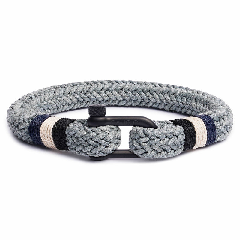 caligio Caligio Men Bracelets Nautical Grey Medium [Up to 7.2"] / BLACK Men’s Bracelets Made of Cotton - Nautical Grey by Caligio small gift  cheap gift for men  shackle bracelet mens anchor bracelet