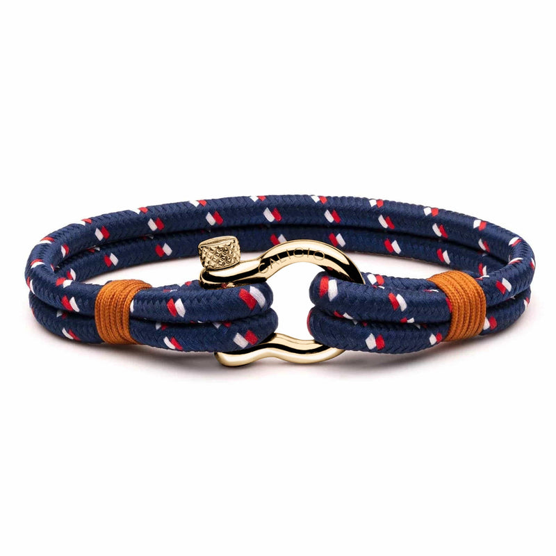 caligio Caligio Men Bracelets Binate Blue "Dotted Medium [Up to 7.2"] / GOLD Four-Season Men’s Bracelet by Caligio - Binate Blue Dotted small gift  cheap gift for men  shackle bracelet mens anchor bracelet