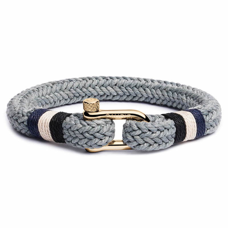 caligio Caligio Men Bracelets Nautical Grey Medium [Up to 7.2"] / GOLD Men’s Bracelets Made of Cotton - Nautical Grey by Caligio small gift  cheap gift for men  shackle bracelet mens anchor bracelet