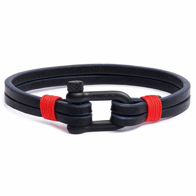 caligio Caligio Men Bracelets Egoist Black "Red Threads Buy Leather Bracelet - Egoist Black Red Threads by Caligio small gift  cheap gift for men  shackle bracelet mens anchor bracelet