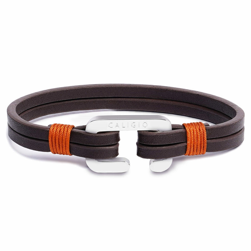 caligio Caligio Men Bracelets Egoist Dark Brown Medium [Up to 7"] / C-TYPE Originally Crafted Leather Bracelet Egoist Dark Brown by Caligio small gift  cheap gift for men  shackle bracelet mens anchor bracelet