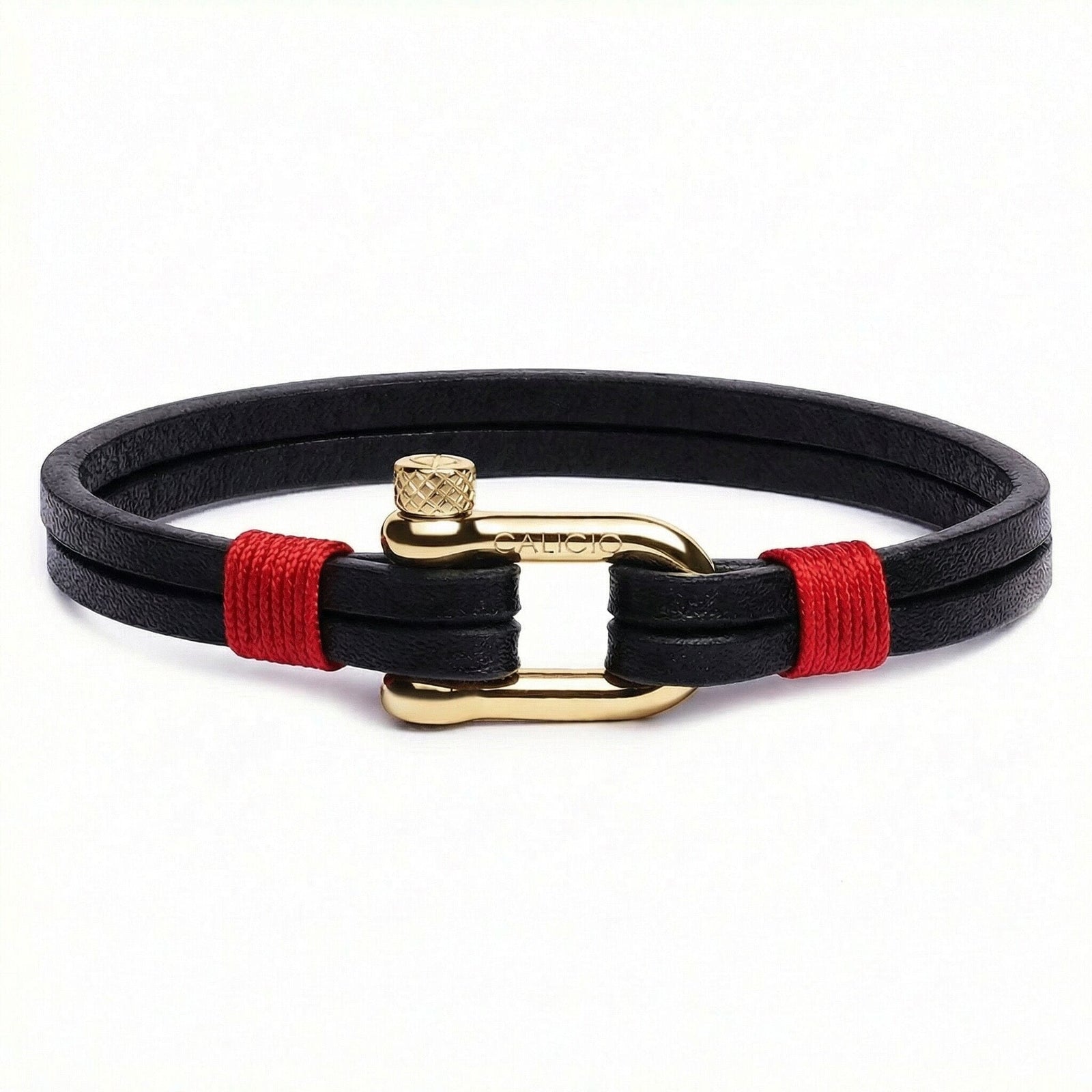 Egoist Black Red Threads Men's Leather Bracelet – Double Strap