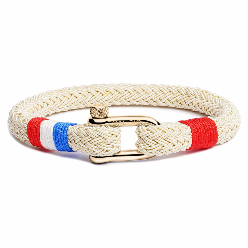 caligio Caligio Men Bracelets Nautical Cap Ferrat "Nylon Medium [Up to 7"] / GOLD The mix of Nylon Rope and French Spirit - Nautical Cap Ferrat Bracelet small gift  cheap gift for men  shackle bracelet mens anchor bracelet