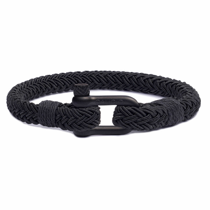 caligio Caligio Men Bracelets Nautical Black "Nylon Buy Men’s Nylon Bracelet - Nautical Black Nylon by Caligio small gift  cheap gift for men  shackle bracelet mens anchor bracelet