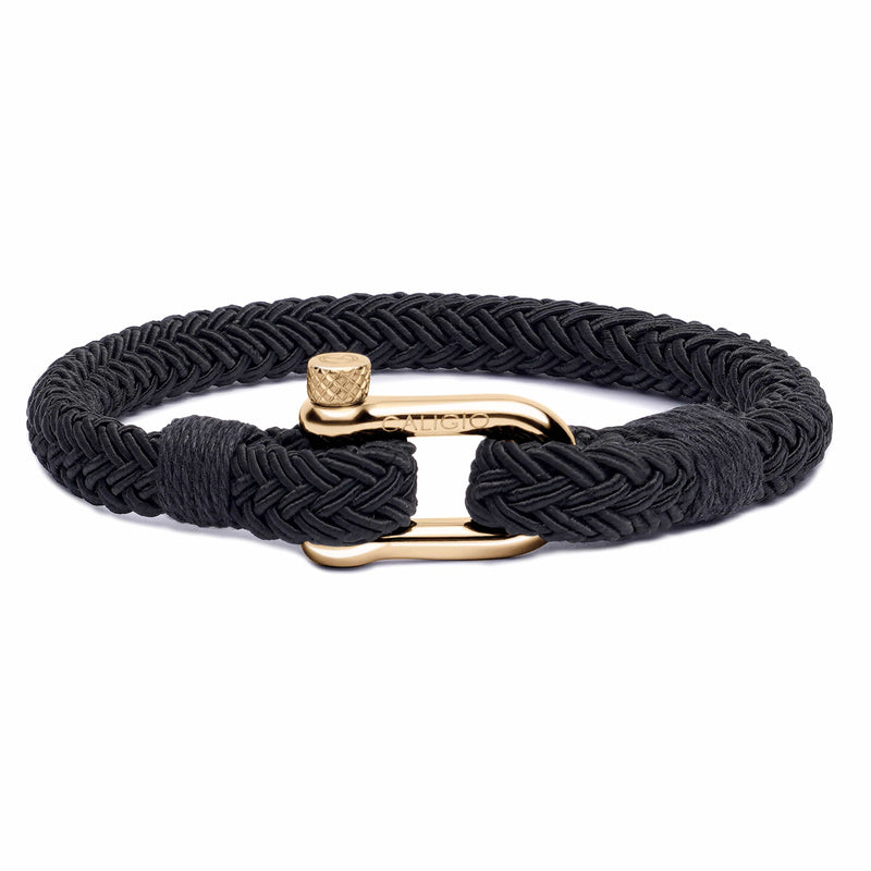 caligio Caligio Men Bracelets Nautical Black "Nylon Buy Men’s Nylon Bracelet - Nautical Black Nylon by Caligio small gift  cheap gift for men  shackle bracelet mens anchor bracelet