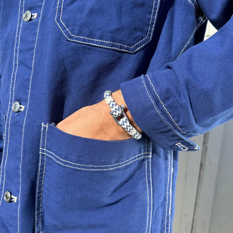 caligio Caligio Men Bracelets Nautical White and Blue Buy Men’s Bracelets Made of Cotton - Nautical White and Blue | Caligio small gift  cheap gift for men  shackle bracelet mens anchor bracelet