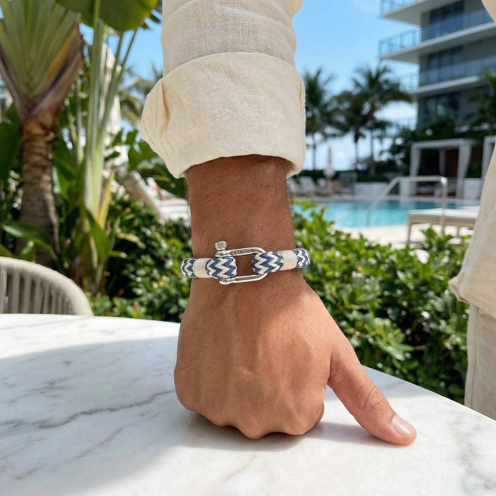 Nautical White and Blue Rope Bracelet – Men