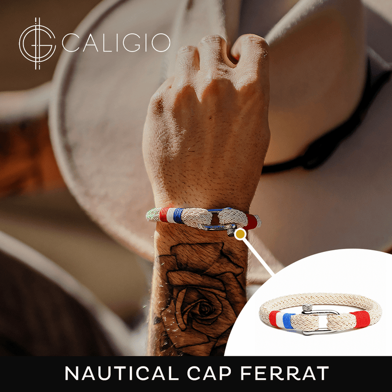 caligio Caligio Men Bracelets Nautical White & Blue and Cap Ferrat Bracelet Bundle of White & Blue and Cap Ferrat White Nylon Men's Accessories with a 40% OFF | Caligio small gift  cheap gift for men  shackle bracelet mens anchor bracelet