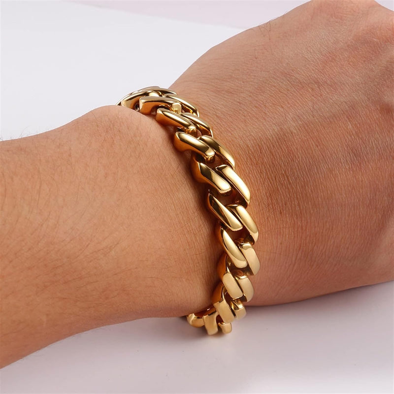 caligio Caligio Men Bracelets NY CUBAN BRACELET GOLD Miami Cuban Golden Bracelet, Cuban-Link Chain Bracelets | Caligio small gift  cheap gift for men  shackle bracelet mens anchor bracelet