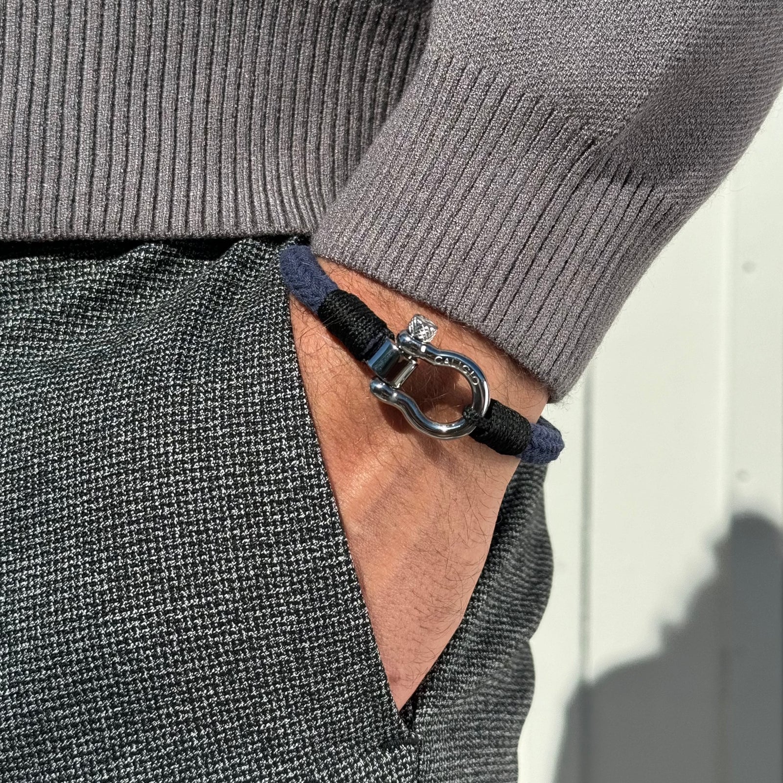 Omega Navy Blue Cotton Men's Bracelet | Caligio – CALIGIO