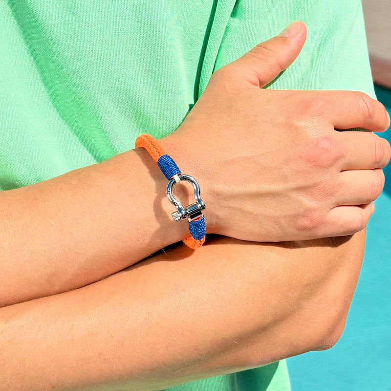caligio Caligio Men Bracelets Omega Orange Omega Bracelet of Orange Cotton Rope and Bow-Type Shacke for Men small gift  cheap gift for men  shackle bracelet mens anchor bracelet
