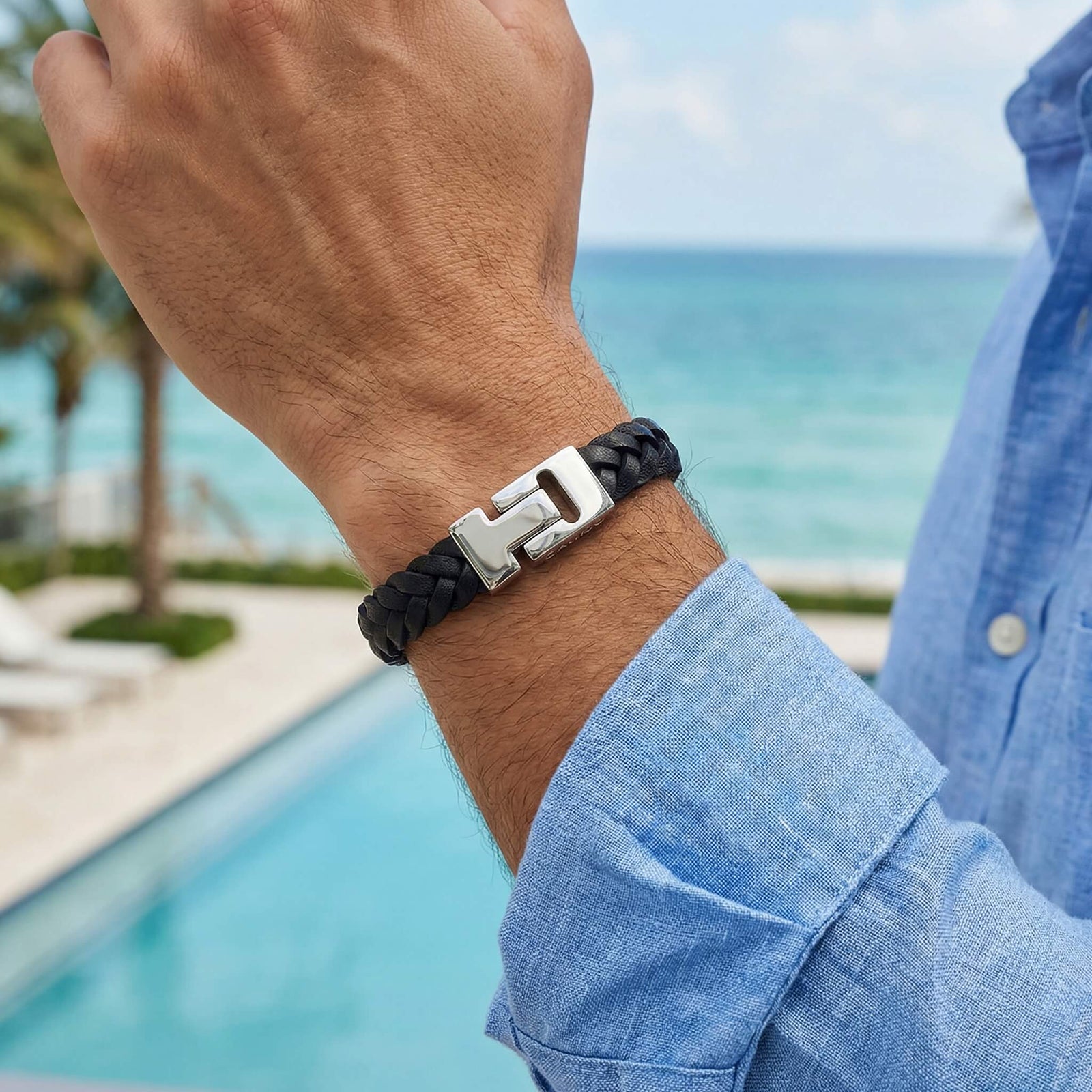 Prime Black Braided Leather Men's Bracelet - Magnetic Clasp
