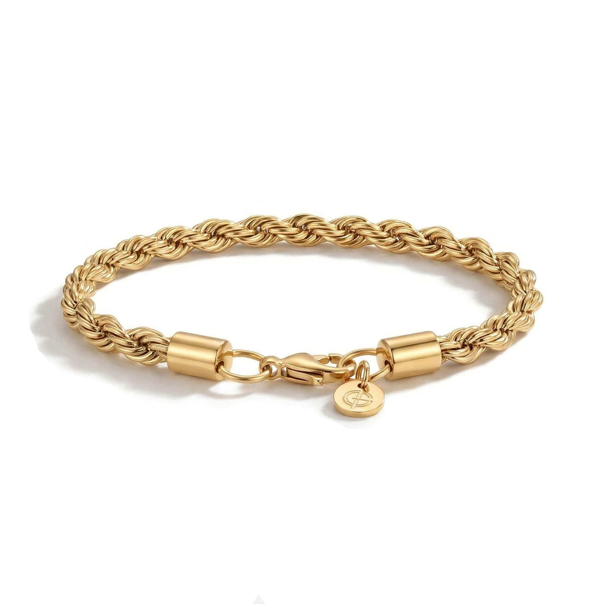 Rope Bracelet Gold mens 316L steel ion plated chain link Caligio
