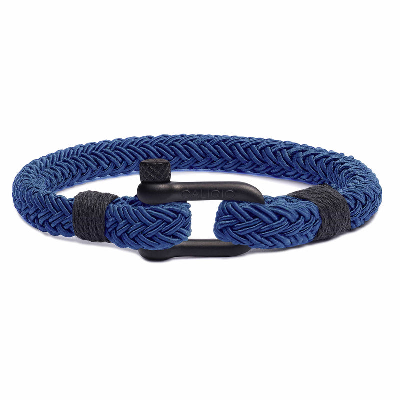 caligio Caligio Men Bracelets Nautical Blue "Nylon Small [Up to 6.7"] / BLACK Buy Men’s Nylon Bracelet - Nautical Blue Nylon by Caligio small gift  cheap gift for men  shackle bracelet mens anchor bracelet