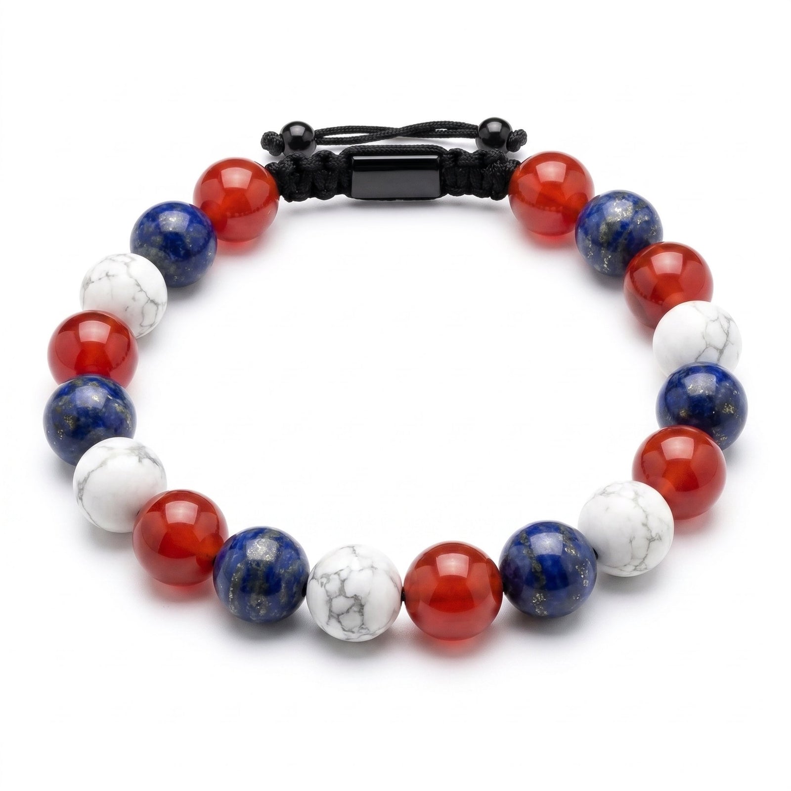 USA Bracelet for Men, 8mm Red White and Blue Beads | Caligio – CALIGIO