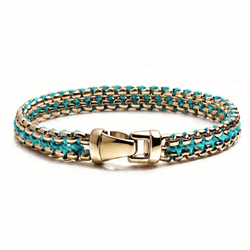 Turquoise and Gold Bracelet for Men, Steel Chain | Caligio – CALIGIO