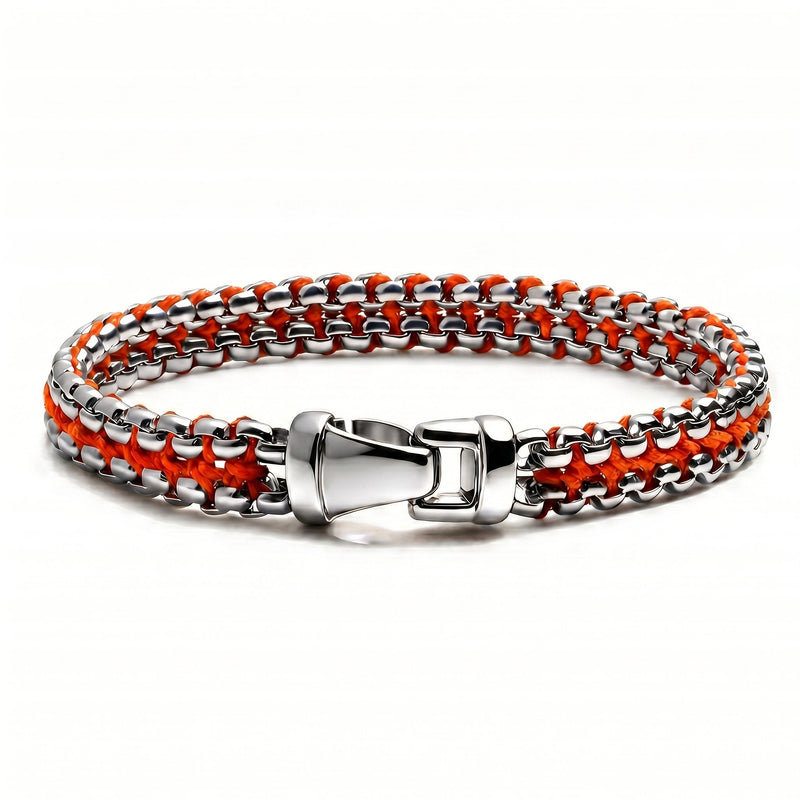 Orange Chain Bracelet for Men, Silver Steel | Caligio – CALIGIO