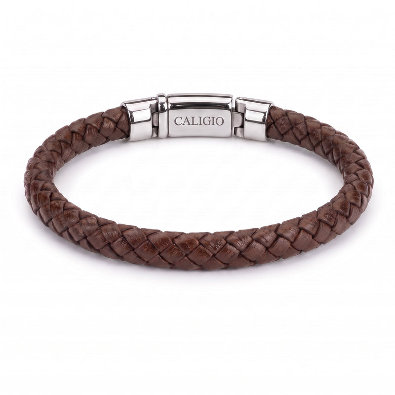 Legacy Brown XL Braided Leather Bracelet | Caligio – CALIGIO