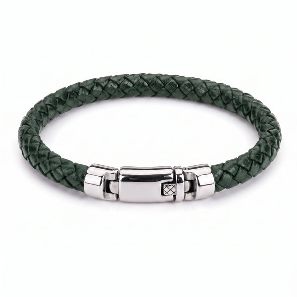 Legacy Olive Green XL Braided Leather Bracelet | Caligio – CALIGIO