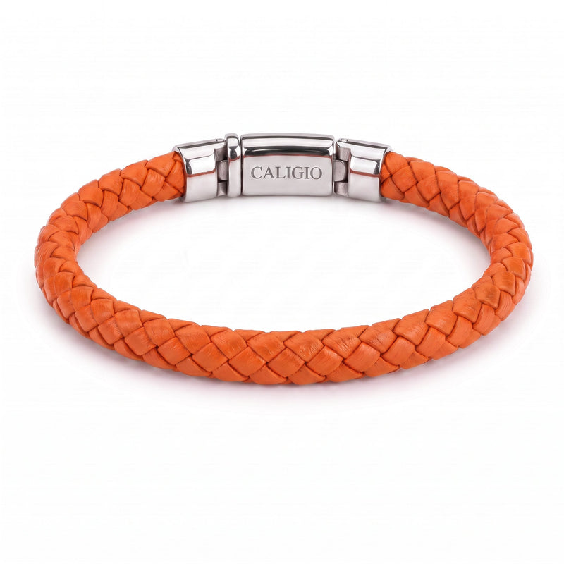 Legacy Orange XL Braided Leather Bracelet | Caligio – CALIGIO