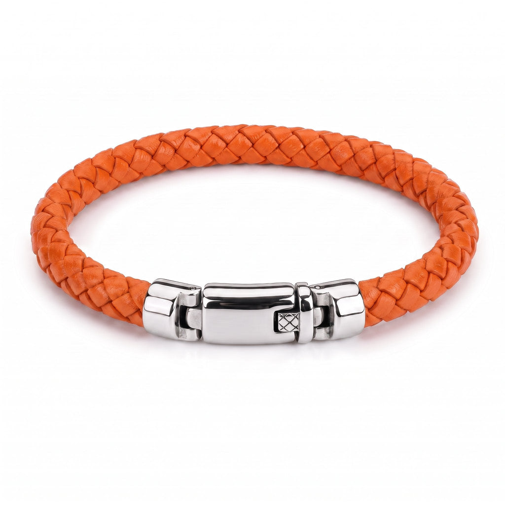 Legacy Orange XL Braided Leather Bracelet | Caligio – CALIGIO