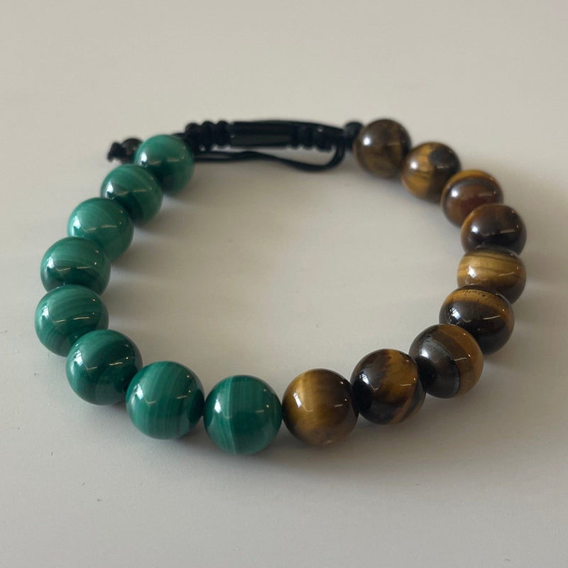 caligio Caligio Bracelets Beads GREEN + BROWN Medium [Up to 7,3"] Buy Stone Bracelets with Finest Leather - Prime Black Beads | Caligio small gift  cheap gift for men  shackle bracelet mens anchor bracelet