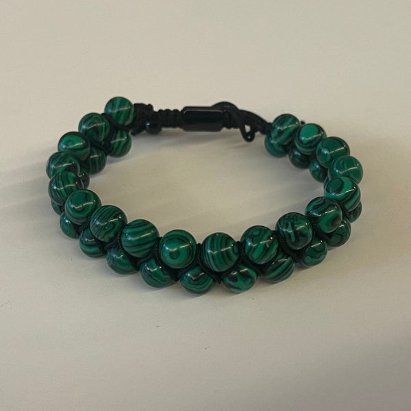 caligio Caligio Bracelets Beads Green Marble Medium [Up to 7,3"] Buy Stone Bracelets with Finest Leather - Prime Black Beads | Caligio small gift  cheap gift for men  shackle bracelet mens anchor bracelet