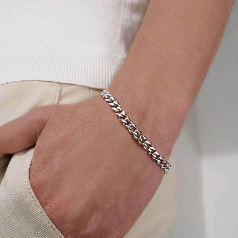 Esthetic Cuban Silver Bracelet, Cuban-Link Chain Bracelets