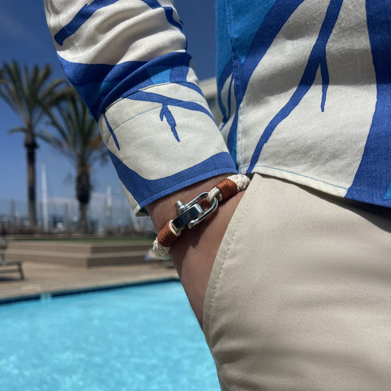 caligio Caligio Men Bracelets Gio Beige California-Designed Cotton Men’s Bracelet - Gio Beige | Caligio small gift  cheap gift for men  shackle bracelet mens anchor bracelet