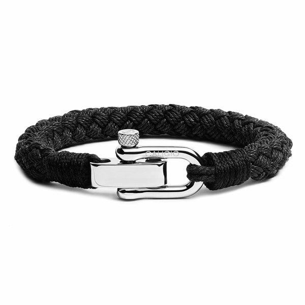 caligio Caligio Men Bracelets Gio Black Black Cotton Rope Bracelet with Adjustable Screw Clasp, Gio | Caligio small gift  cheap gift for men  shackle bracelet mens anchor bracelet