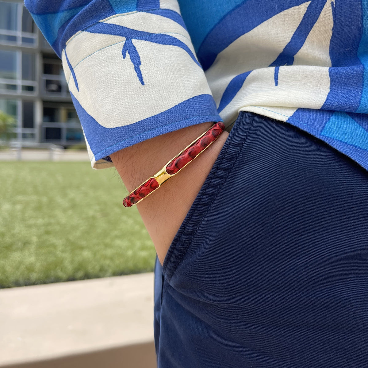 Infinity Red Python Golden cuff styled wrist mens luxury Caligio