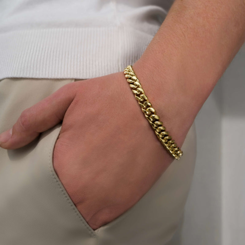caligio Caligio Men Bracelets LA CUBAN BRACELET GOLD LA Cuban Golden Bracelet, Cuban-Link Chain Bracelets | Caligio small gift  cheap gift for men  shackle bracelet mens anchor bracelet